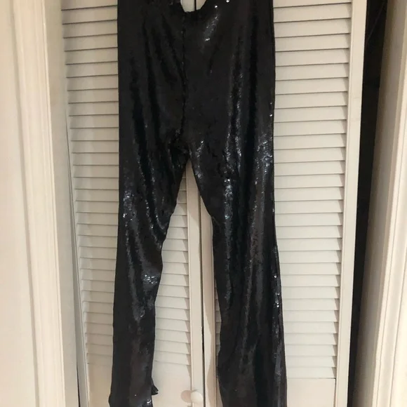 Future Collective Black Sequin Pants by Kahlana Barfield Brown Size 12 - Picture 6 of 7
